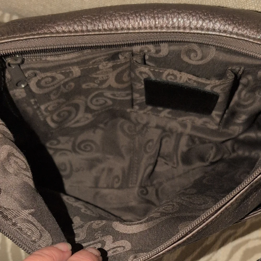 Brighton Barbados Gray Leather Hobo Bag - Picture 3 of 8